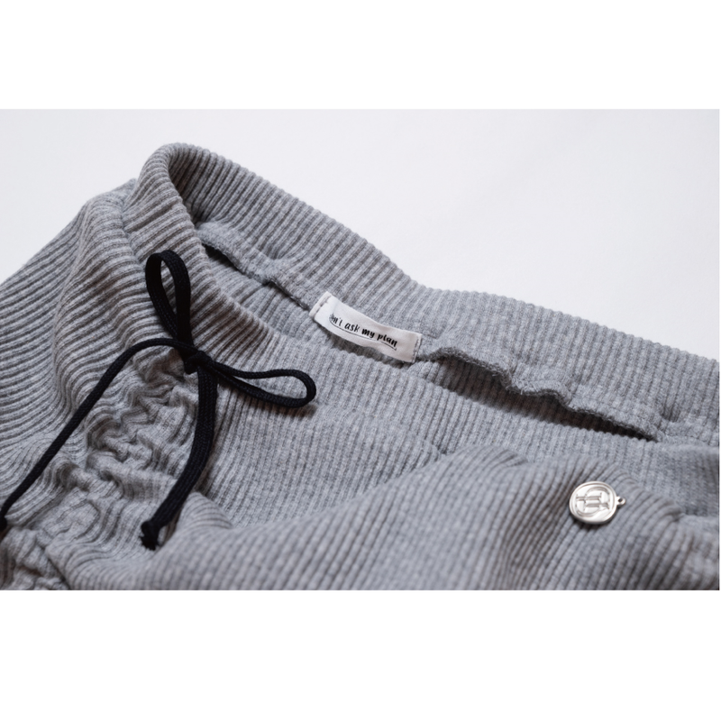 SHIRRING STRING SKIRT GRAY