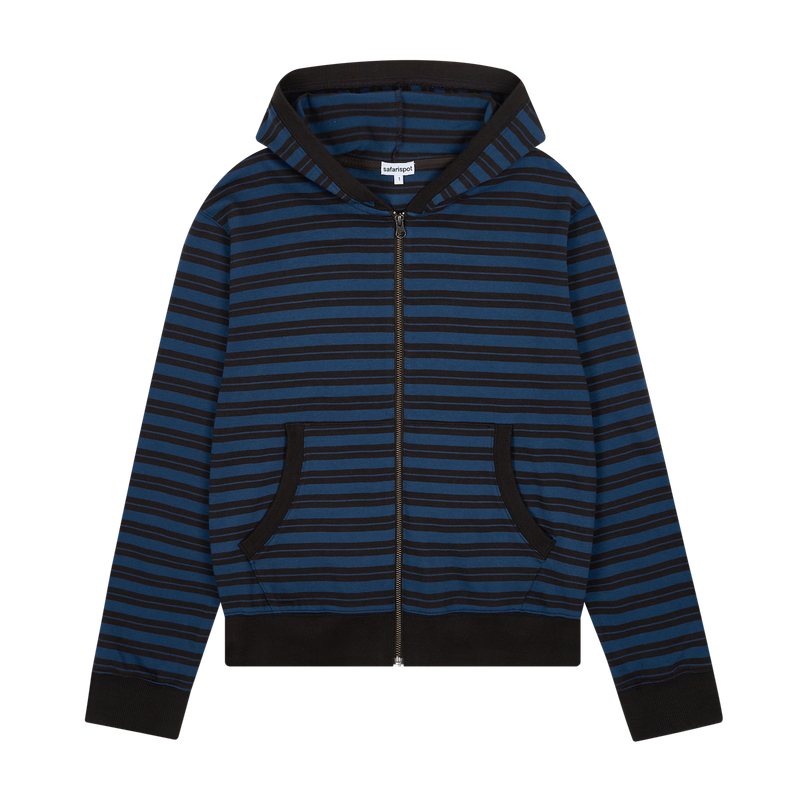 safarispot（サファリスポット）の「STRIPE HOODIE ZIPUP (NAVY/BLACK)（Tops）」