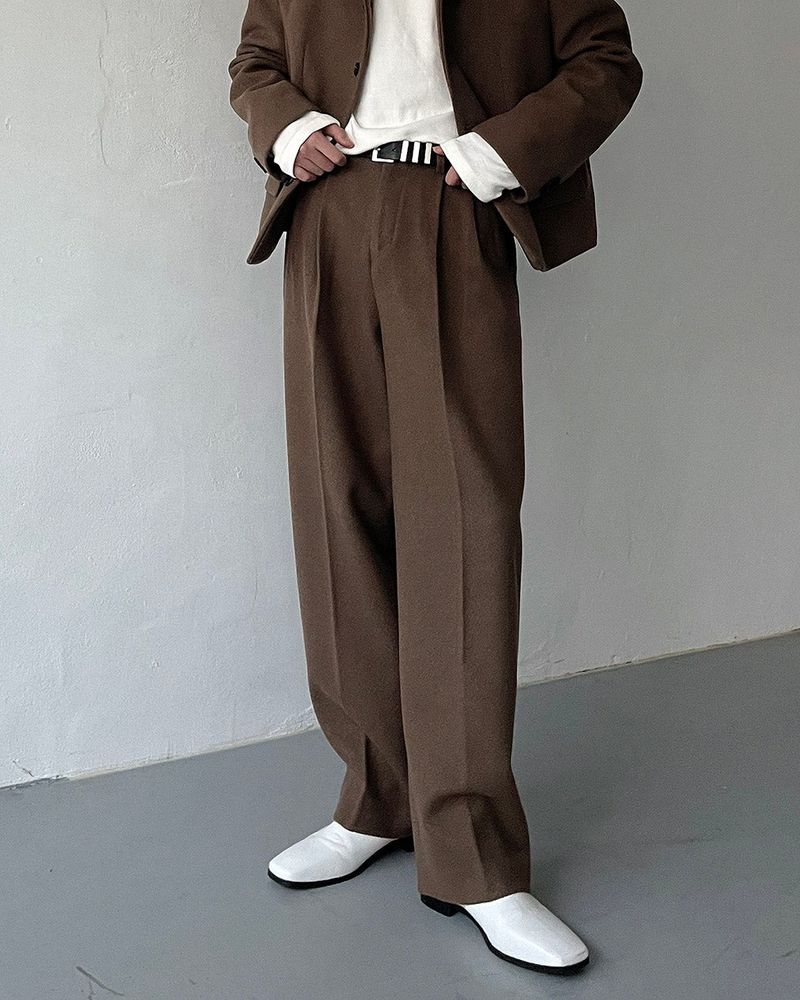 CR Youth shuffle two-tuck wool wide pants (3 colors)