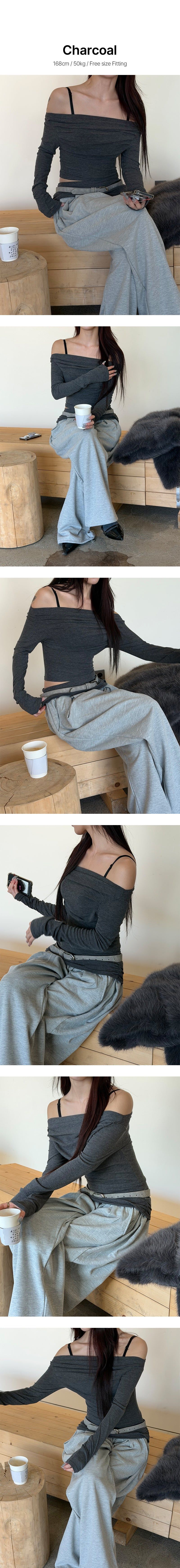 Strap off shoulder long sleeves(3color)