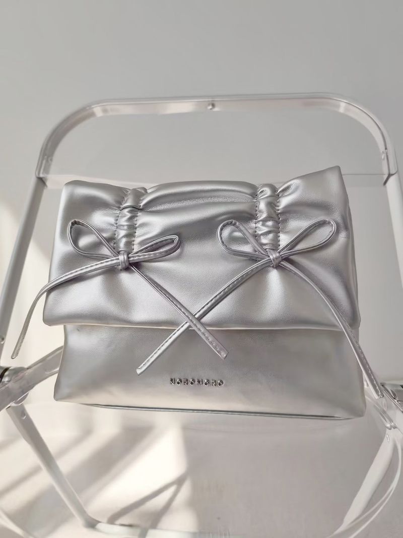 Balletcore look ribbon detail square leather shoulder bag