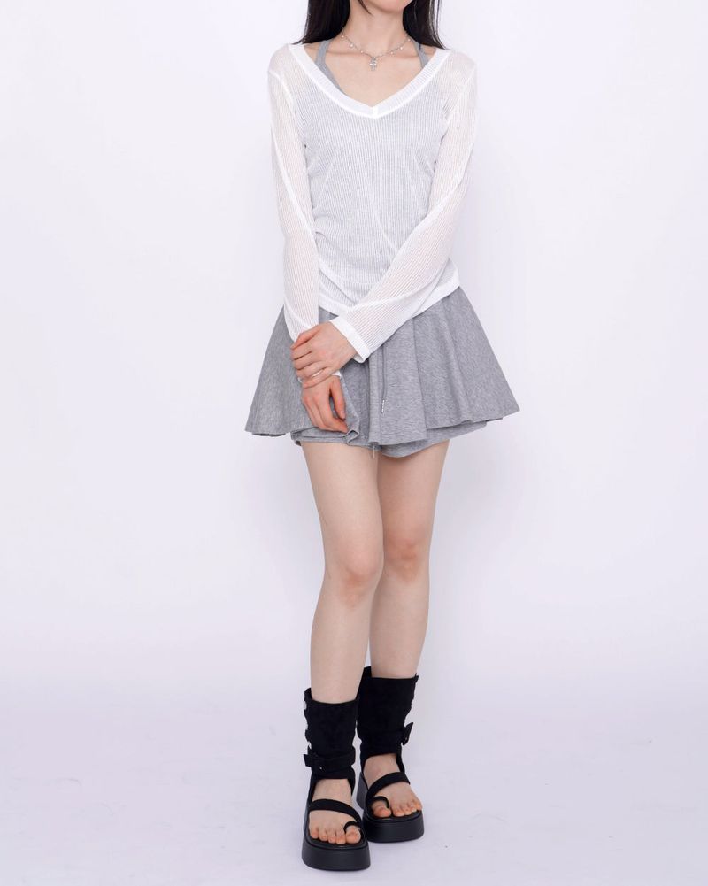 NONCODE（ノンコード）の「Yeori 3-Piece Set: T-shirt + Sleeveless Bra Top + Elastic Skirt Shorts（Setup）」