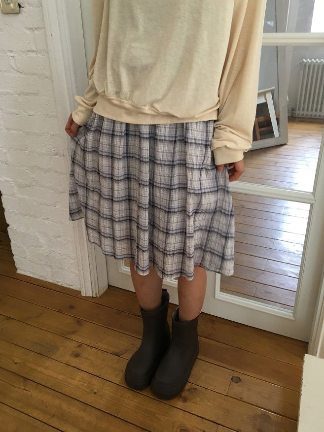 BAON（バオン）の「Luije Summer Check Shirring Flower Midi Banding Skirt（Skirts）」
