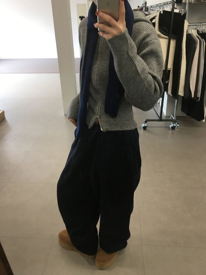 Knit Hoodie Zip-Up (3color)