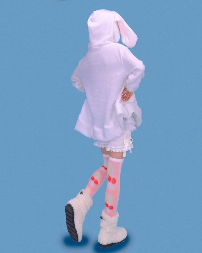 rabbit ear pom-pom hood (2color)
