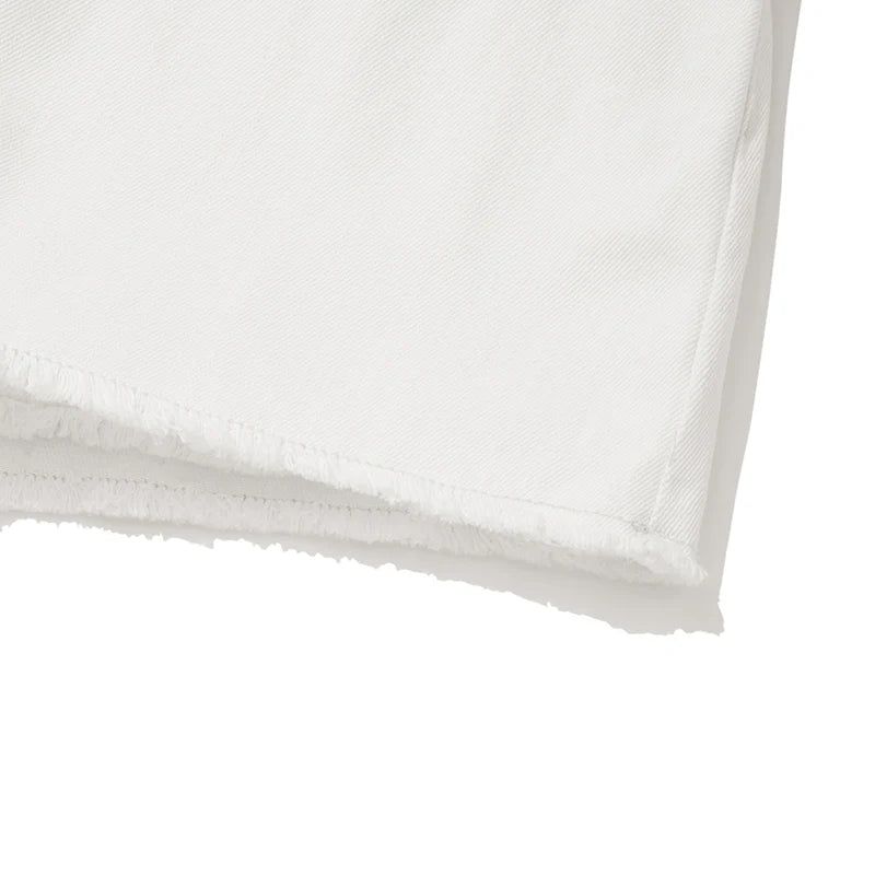 KIRSH PLAIN SEMI WIDE DENIM SKIRT PANTS - WHITE