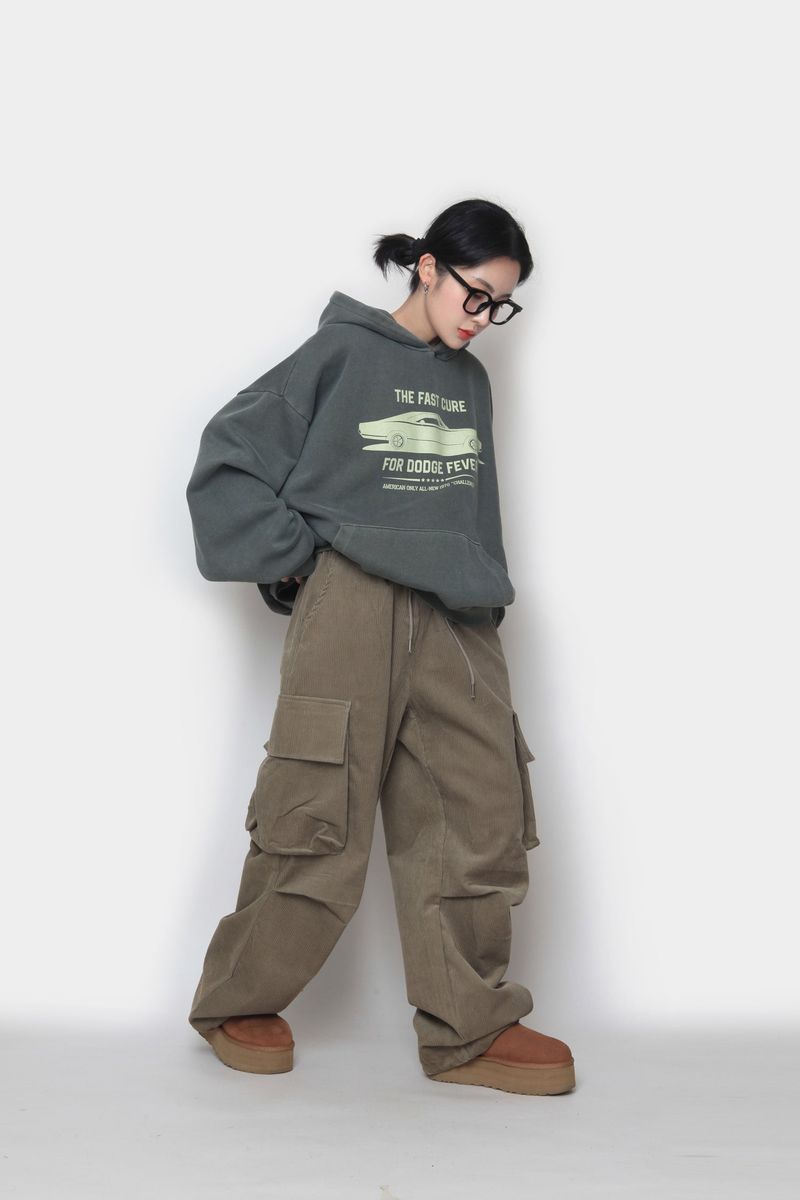 Golden Big Cargo Balloon Pants