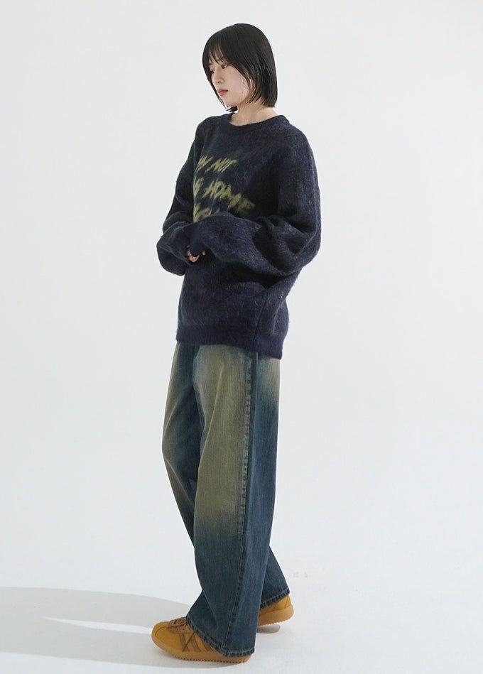 Retro washing denim pants