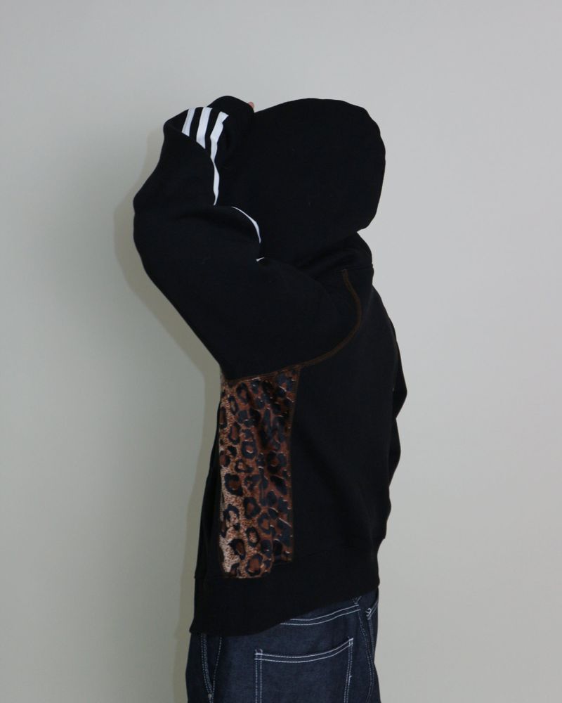 Kai Leopard Coloring Two Lines Cropped Napping Hood Zip-Up (Napping Lining)