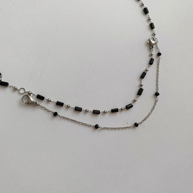 ub Mask Strap Two-Way Black Choker Necklace