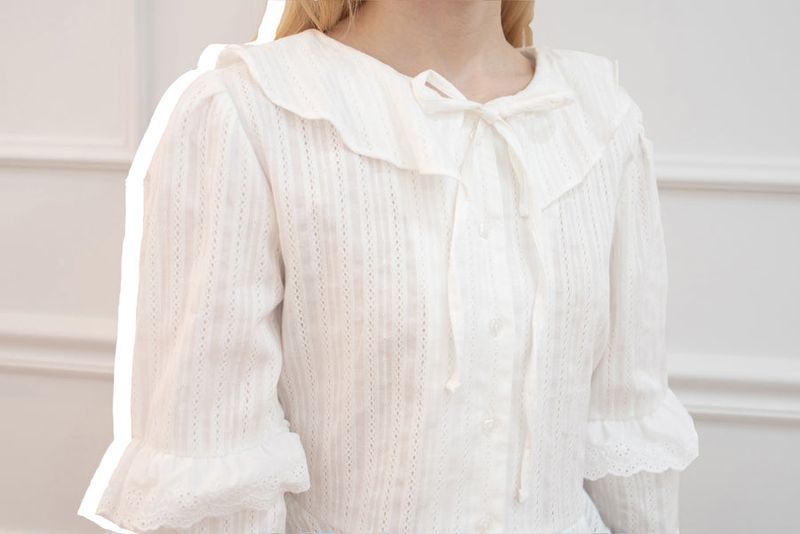 lace shirring blouse