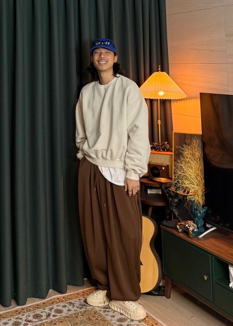 Double-pleated wide string pants 5COLOR