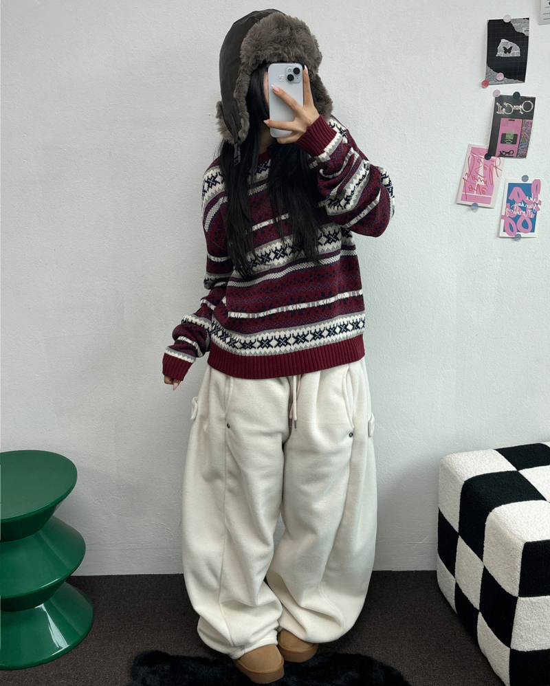 BOTH-SIDES FLEECE SNAP LONG PANTS 🧸🩵🤍6COLOR