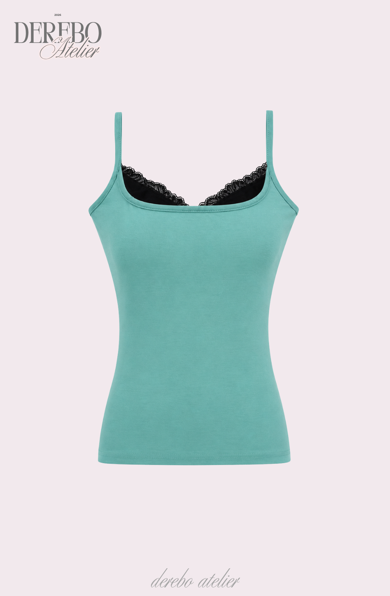 Mint lace layered sleeveless t-shirt