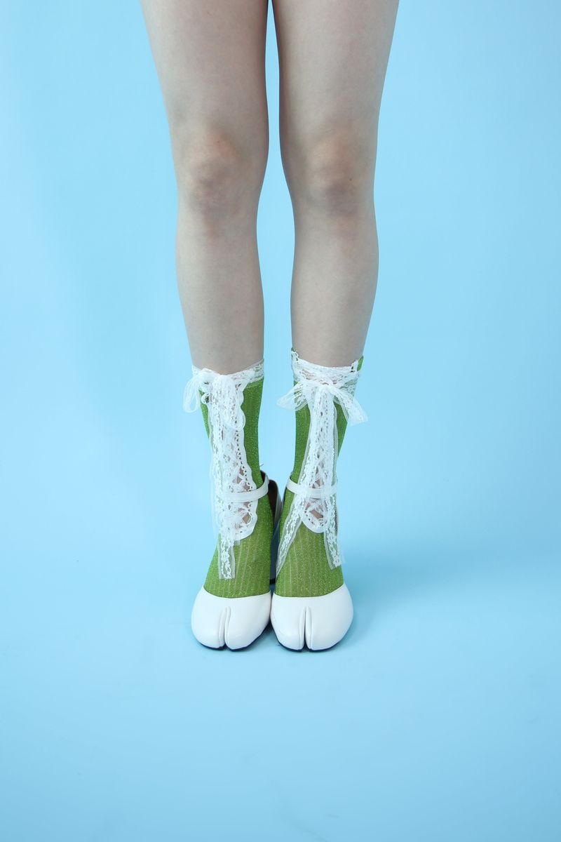 corset lace up socks (green)