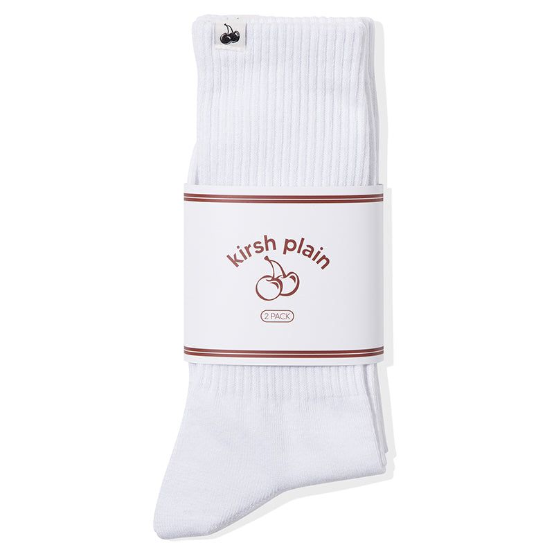 KIRSH PLAIN LOGO SOCKS 2PACK [WHITE]