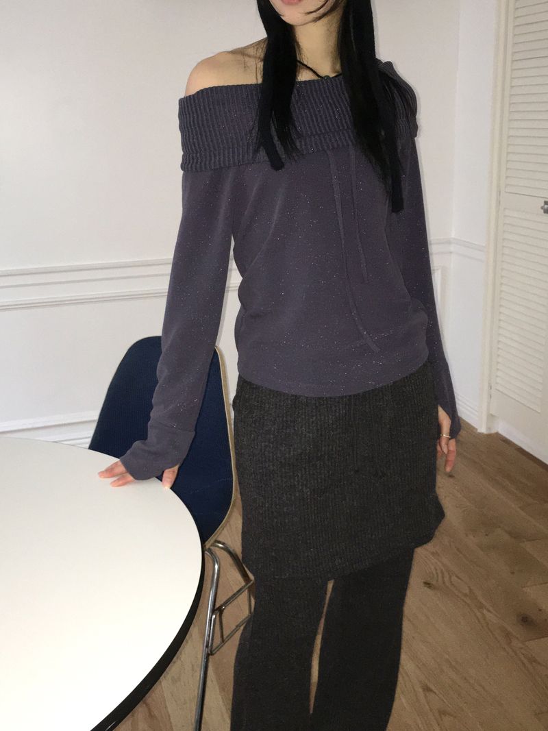 Fisha brushed ribbed skirt pants wide bootcut pants