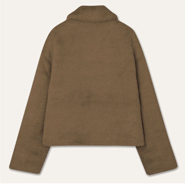 FAKE FUR SHORT COAT_BROWN