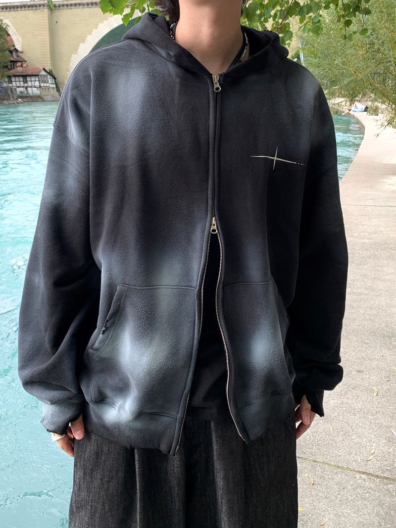 Unisex Tie Dye Over Hooded Zip-Up 2C