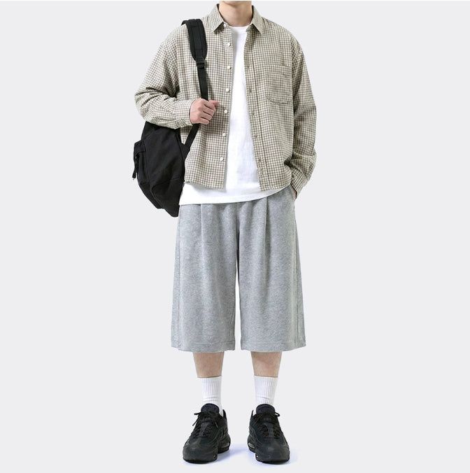 Balloon Curved Sweat Bermuda Pants Gray