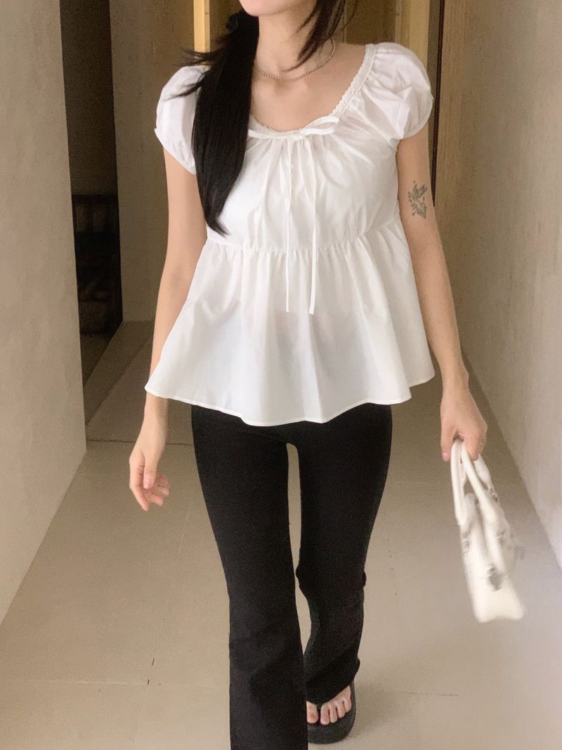 Sugar Lace Babydoll Puff Blouse