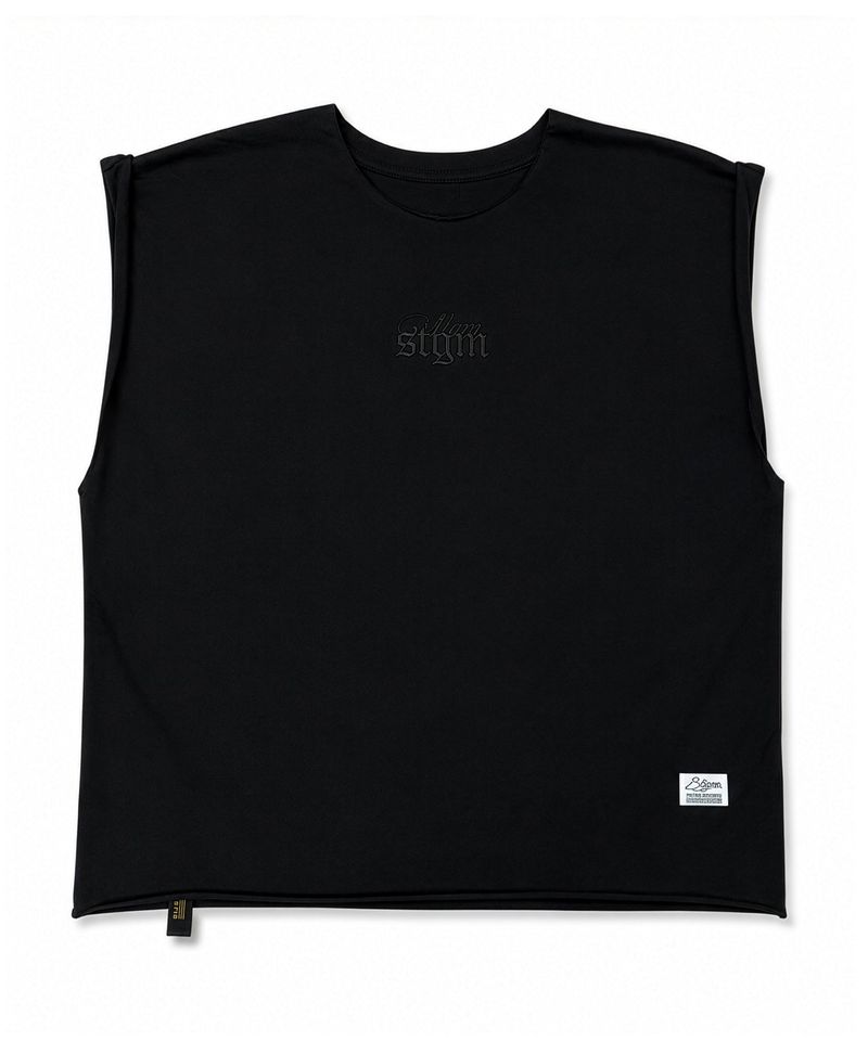 RAW-CUT WASHED SLEEVELESS BLACK