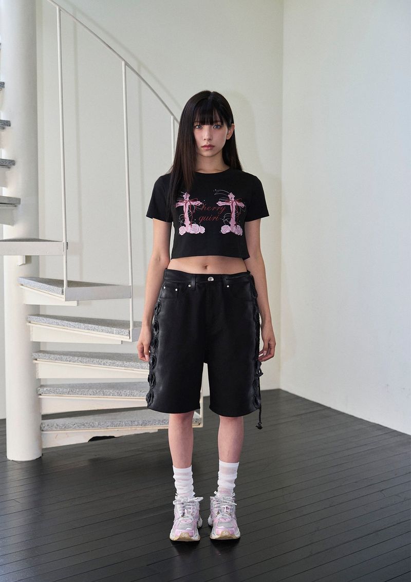 dirty flower half pt - black