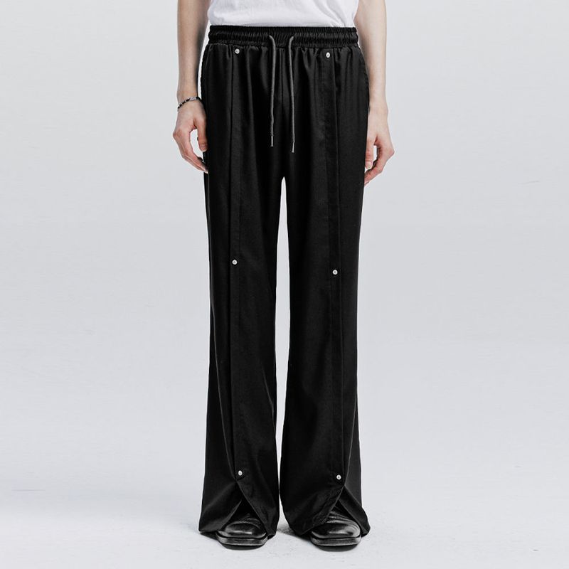 rivet wide flare banding slacks black