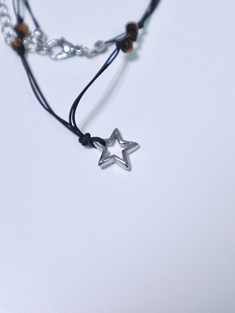 All surgical steel star gemstone string necklace