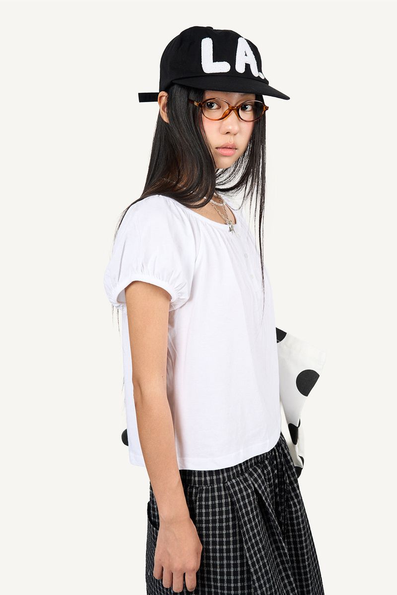Shirred puff T-shirt