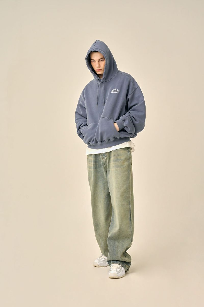 PIGMENT OVERSIZED LOGO HOOD - BLUE