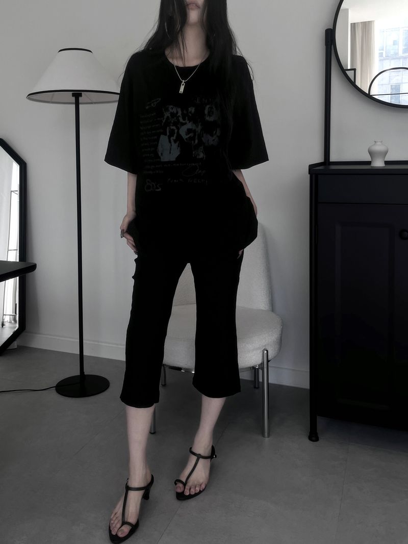 black slub capri denim