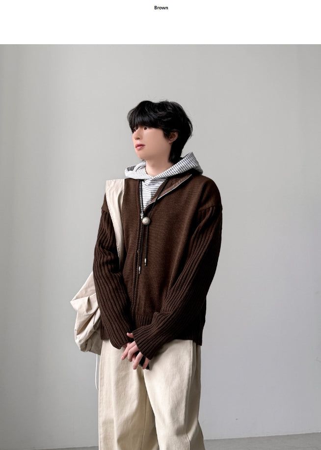 Deegan Slash Knit Zip-Up