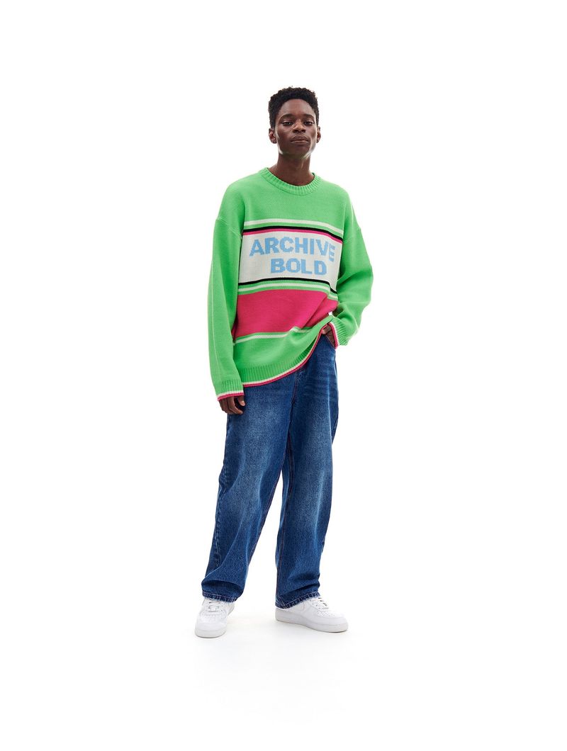 AB STRIPE PANEL KNIT (GREEN)