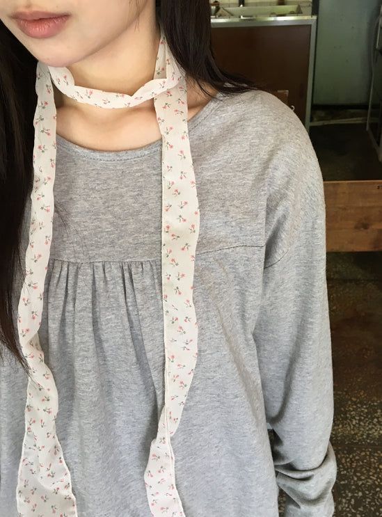 Raneehi Shirring Ribbon Long Sleeve Tee