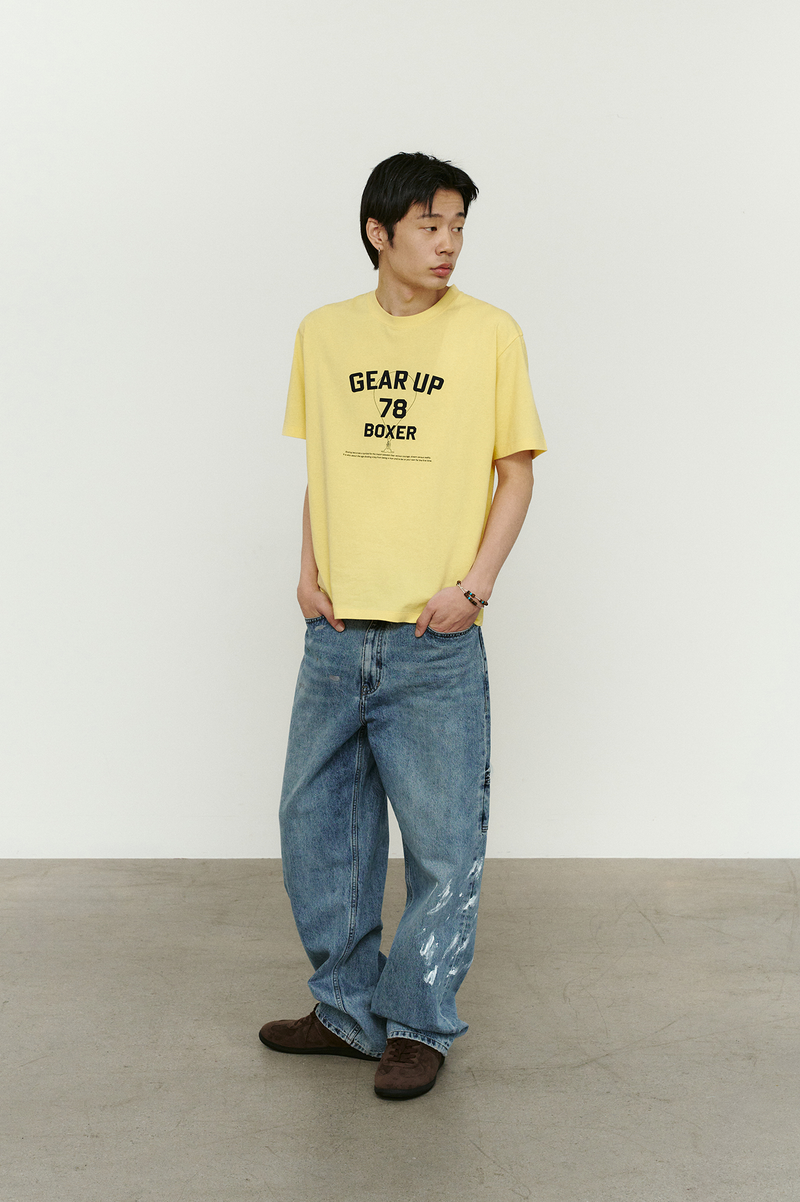 Aged Splatter Carpenter Denim Pants(Washed Blue)