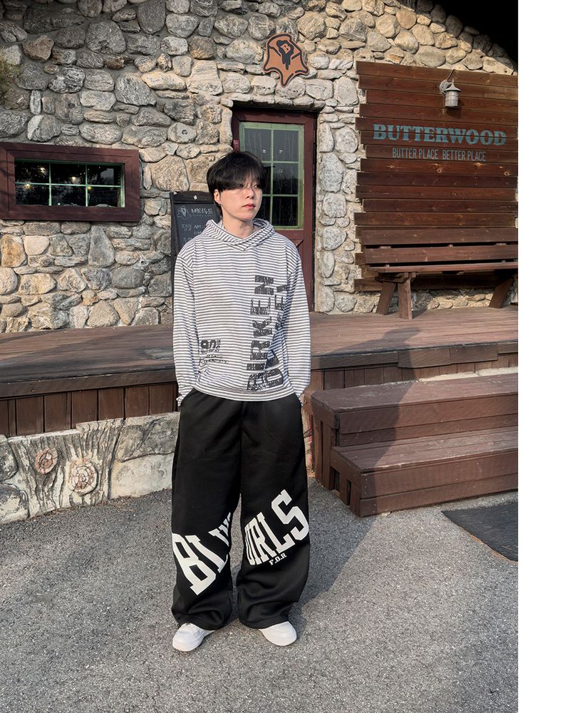 River Fingerhole Stripe Hoodie