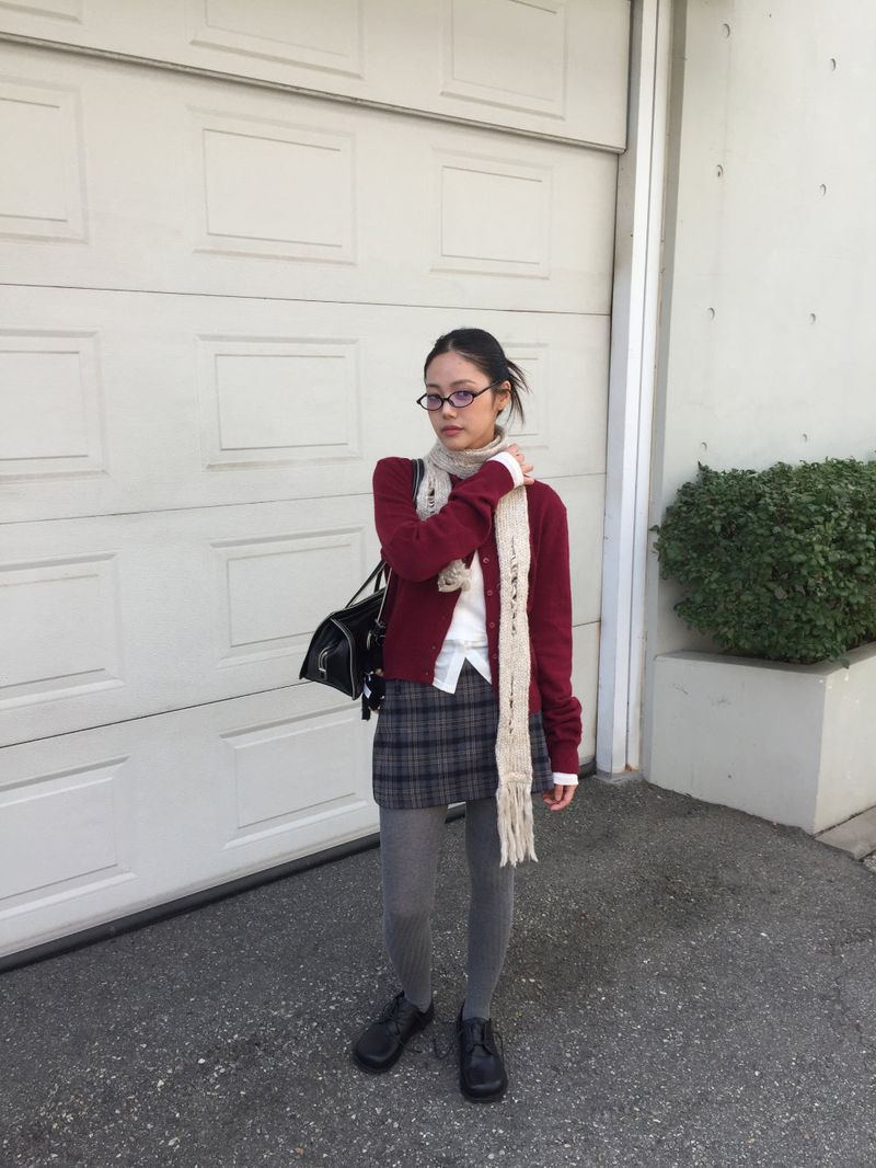 Plaid Peach Mini Skirt (2color)