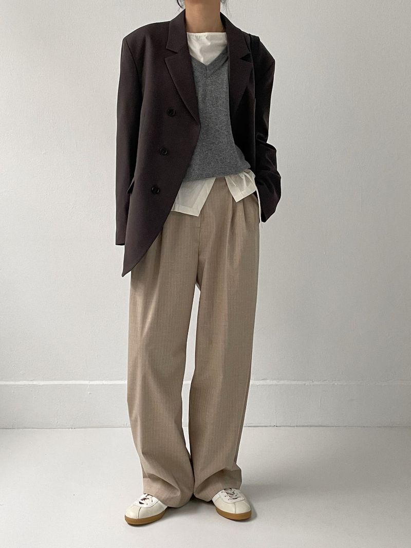 [unisex] Curved 3Button Over Fit Blazer Jacket