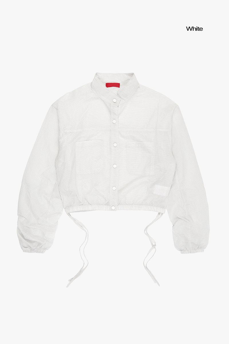 Cool ripstop see-through shirring crop jacket