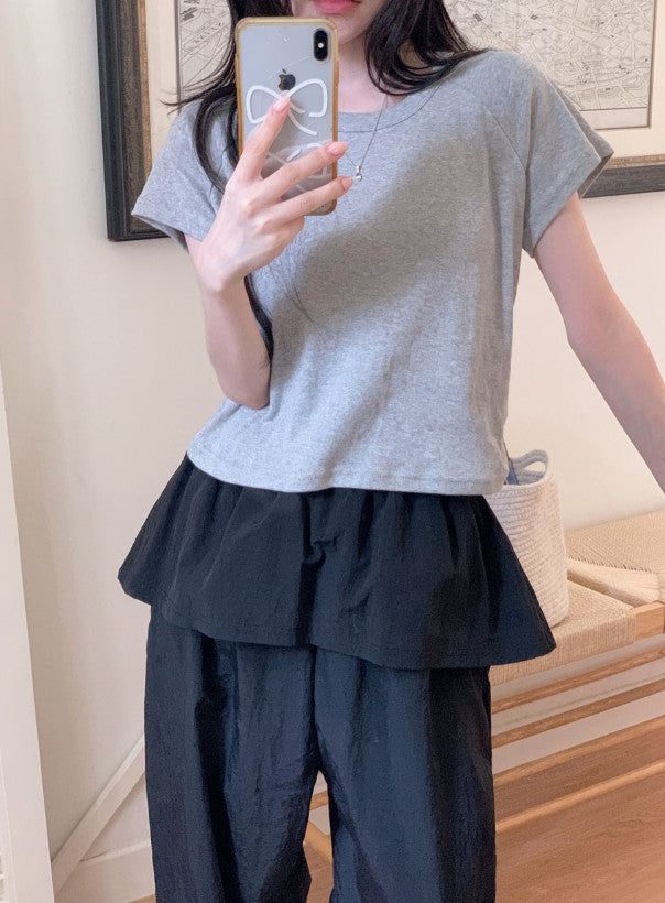 Tena Basic Short Sleeve Crop T-shirt (5color)