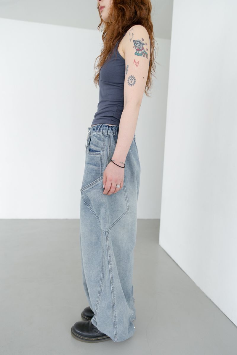 snap point banding denim pants(2colors)