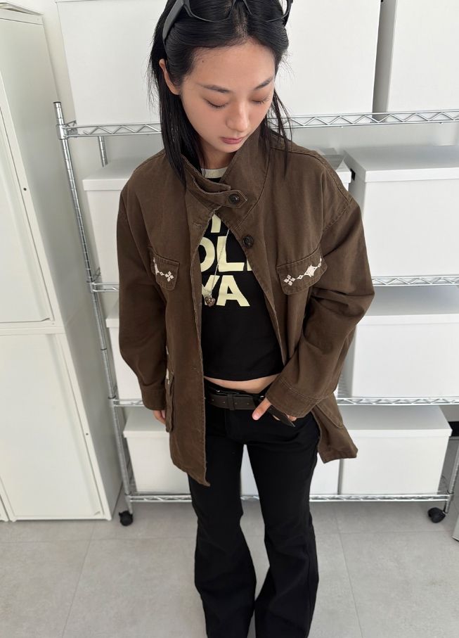 LEATHER MIX FIELD JACKET