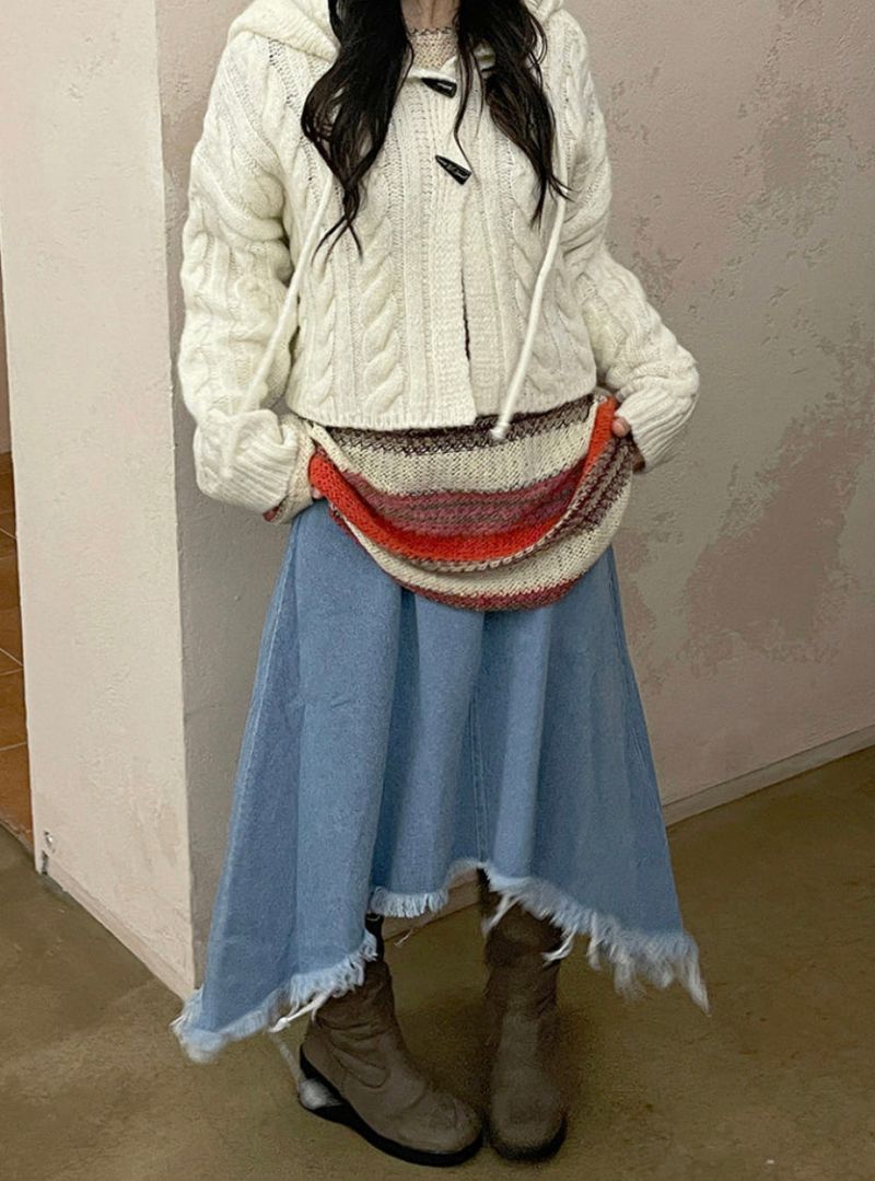 vintage jean damage long skirt