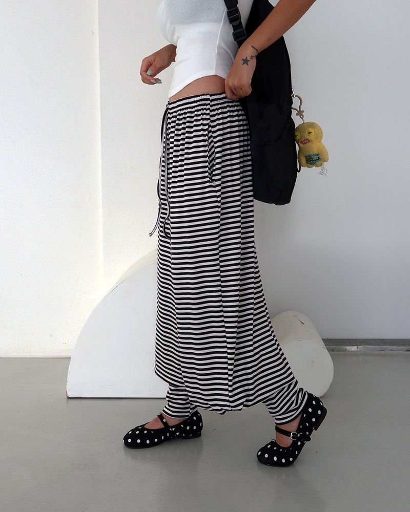 Stripe warmer harem jogger pants