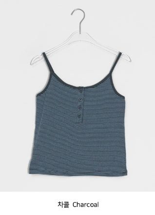 Kasumi Stripe Color Matching Button Sleeveless