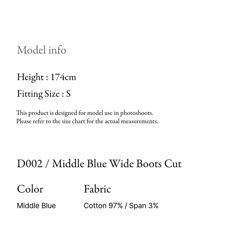 Middle blue wide boots cut - D002