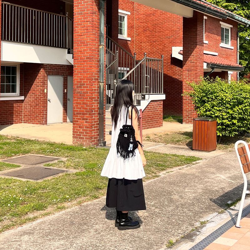 fringe mini backpack (black)