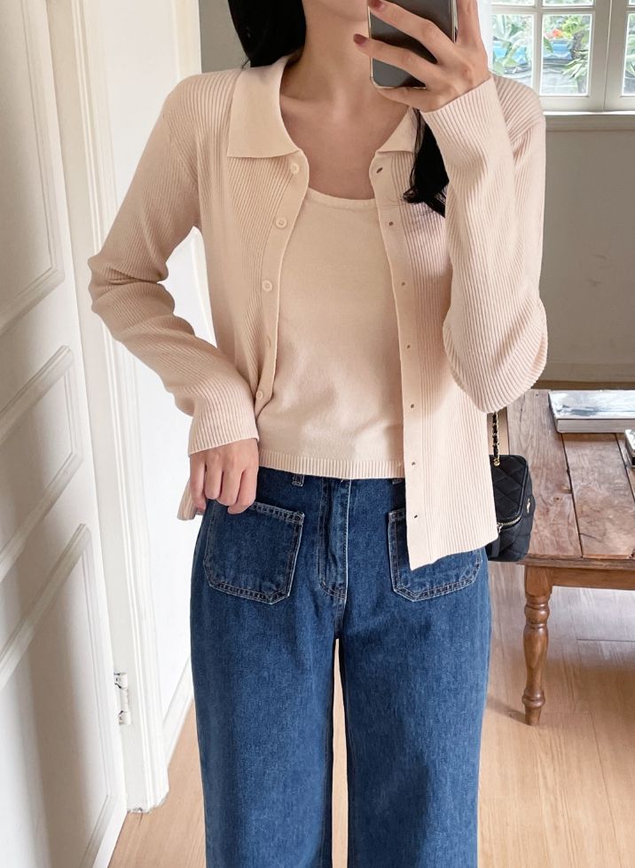 iam mari（アイアム マリ）の「Nels Sleeveless Collar Knit Cardigan Set（Tops）」