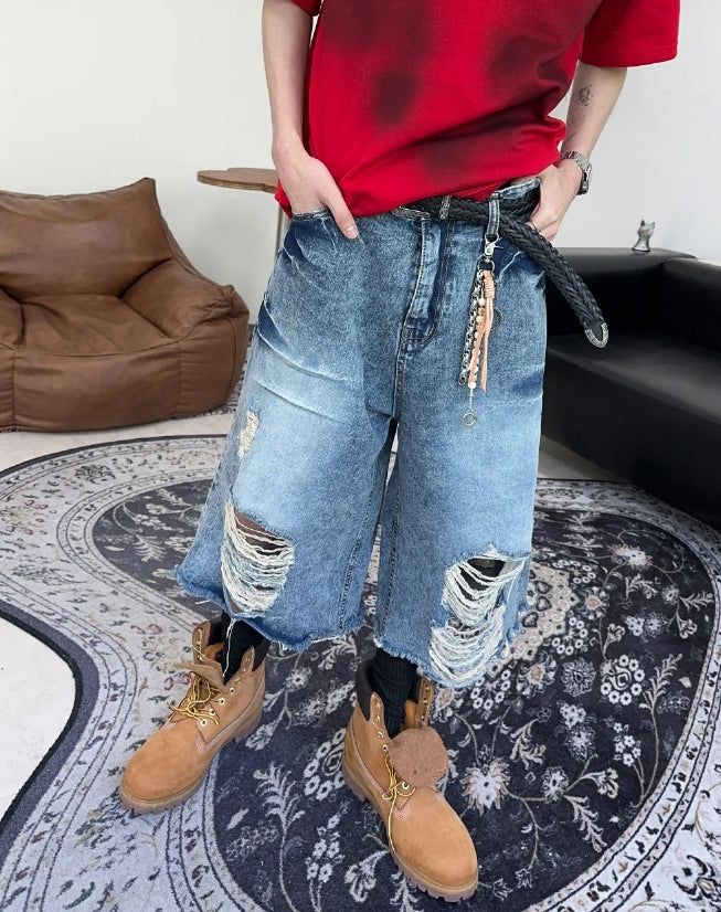 Rica Washed Damaged Bermuda Denim